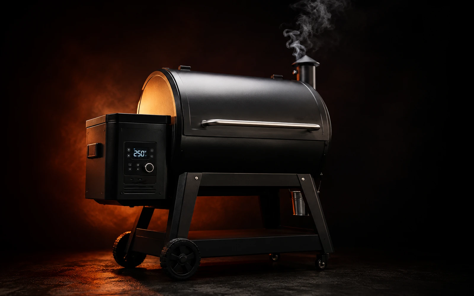 Pellet grill with digital temperature display